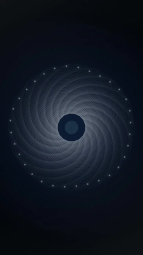 Abstract Swirling Blue Geometric Pattern with Star Center and Dots on Dark .. Stock Footage 347699029
