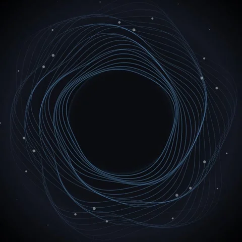 Abstract Swirling Blue Lines Vortex on Dark Background, Futuristic Digital Ar Stock Footage 346285129