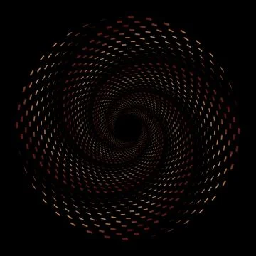 Abstract swirling dashes circle on black background 스톡 일러스트