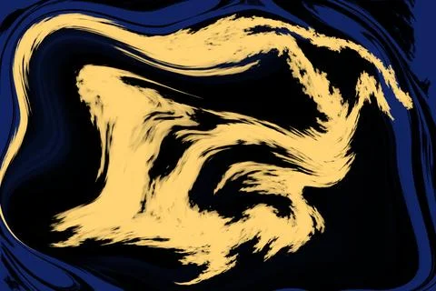 Abstract swirling digital artwork features vibrant yellow brush strokes drama Stock Illustration