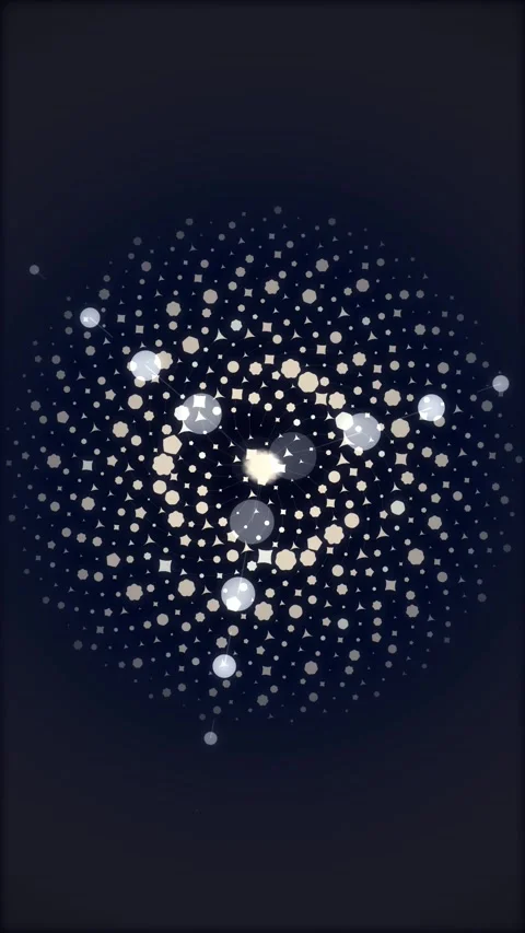 Abstract Swirling Dots Pattern with Glowing Center on Dark Background Stock Footage 347695593