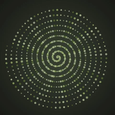 Abstract Swirling Dots Pattern - Green and Beige Geometric Background Stock Footage 347811192