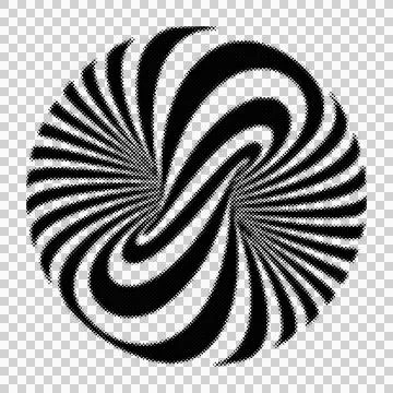 Abstract swirling geometric circle pattern composed of black and white line.. Stock Illustration
