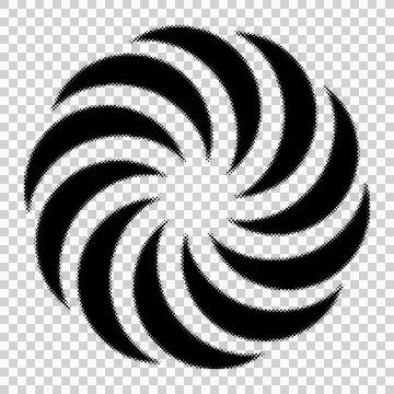 Abstract swirling geometric pattern composed of black curved shapes with a .. イラスト素材
