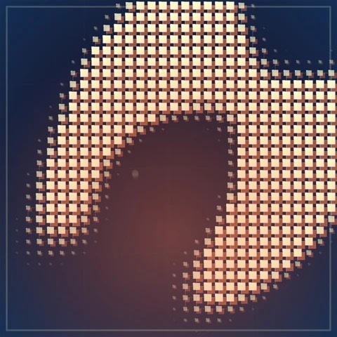 Abstract swirling gradient pattern with pixelated grid overlay Stock Footage 347811609