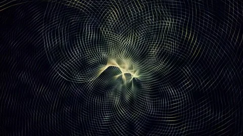 Abstract swirling grid of luminous points and lines on dark background Stock Footage 299250060