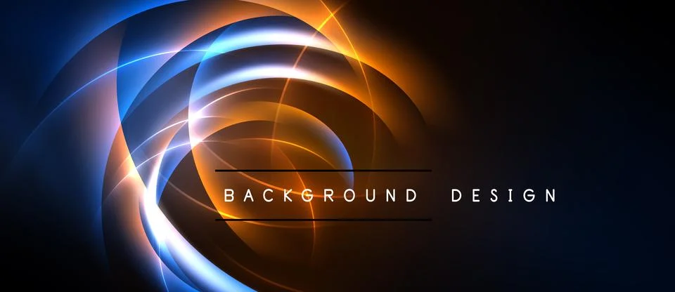 Abstract swirling lights create dynamic energy. Orange, blue hues blend, fo.. Stockillustratie