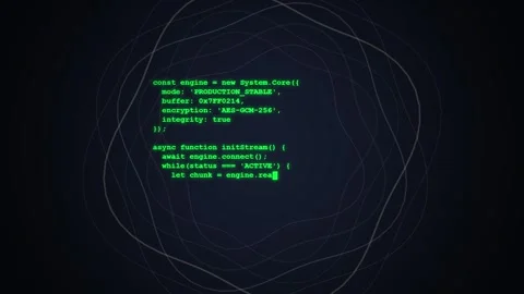 Abstract swirling lines forming a hexagonal pattern on a dark background Stock Footage 348421583