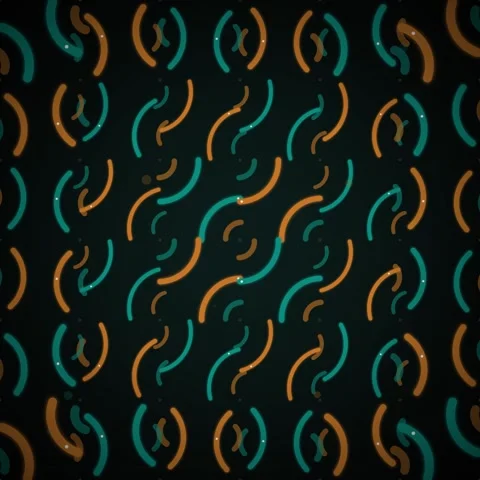 Abstract Swirling Lines Pattern Background - Teal and Orange Geometric Motion Stock Footage 347809482