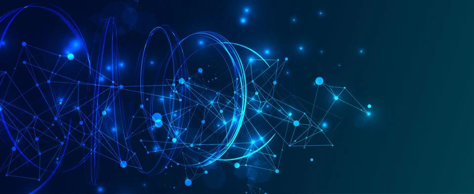 Abstract swirling  lines with plexus effect. Futuristic geometric composition Stock Illustration