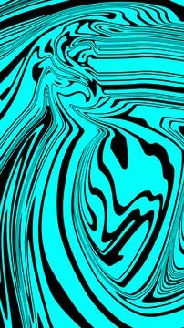 Abstract Swirling Liquid Pattern in Turquoise and Black High Contrast Design Stockillustratie