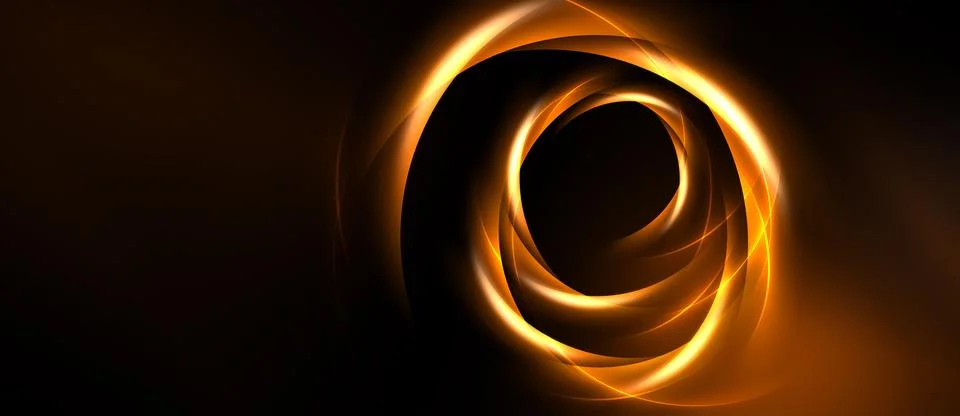 Abstract swirling orange light forms concentric circles against dark backgr.. Stockillustratie