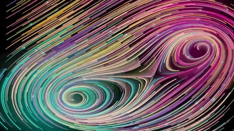 Abstract swirling particle flow dynamic light trails moving in circular mot.. Vídeo Stock 347195405