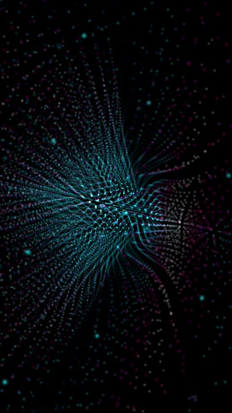 Abstract swirling particle network in blue and purple, digital art concept Stock Footage 340229648