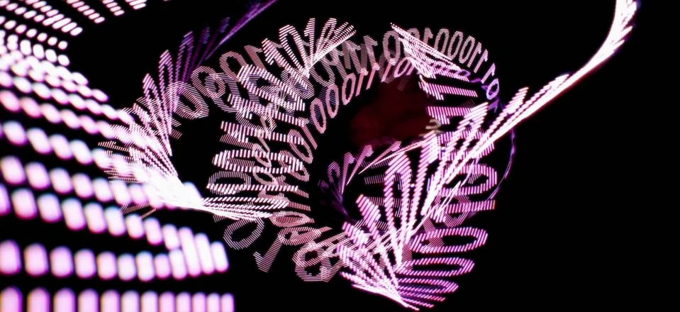 An abstract swirling pattern of binary code Stock Illustration