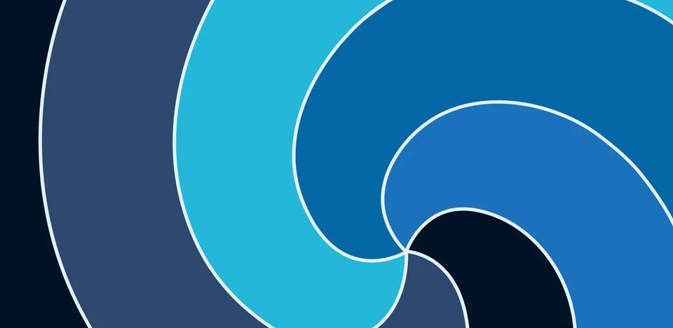 Abstract swirling pattern of cool blue and dark navy tones with white outline Stock Illustration