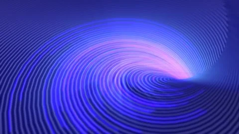 Abstract swirling pattern with glowing blue and purple concentric lines, crea Illustrazione stock