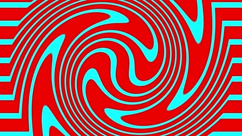 Abstract swirling pattern of red and cyan stripes image. Swirling pattern a.. Stock Footage 337369120