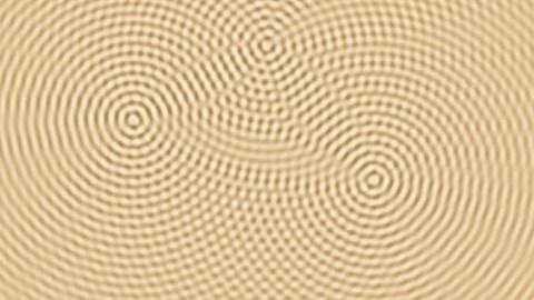 Abstract swirling patterns on beige background with concentric circles Stock Illustration