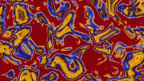 Abstract swirling patterns of vibrant orange and blue on a deep red backgro.. Stock Footage 309302284