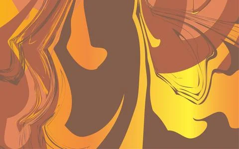 Abstract swirling patterns in warm earthy tones and vibrant yellow gradient Stock Illustration