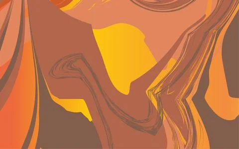 Abstract swirling patterns in warm earthy tones and vibrant yellow gradient Stock Illustration