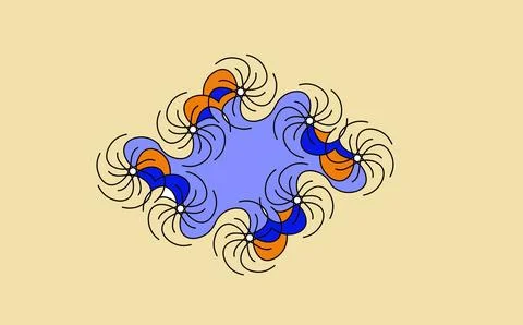 Abstract Swirling Pinwheel Pattern on Warm Beige Background Stock Illustration