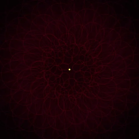 Abstract Swirling Red Lines Forming a Mandala Pattern with Yellow Dot Center 動画素材 346282937