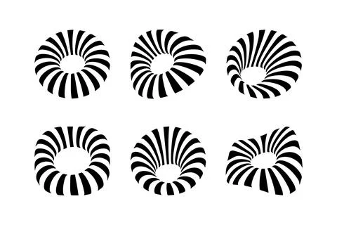 Abstract Swirling Ring Pattern Collection. Vector icon. Stock Illustration