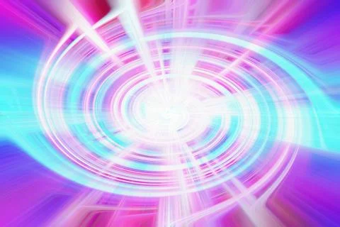 Abstract swirling vortex background with vibrant neon pink and cyan blue Stock Illustration