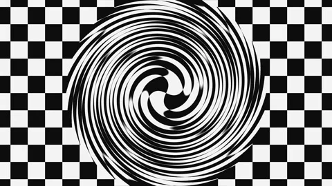 Abstract swirling vortex patterns with checkered textures and transparent b.. Stock Footage 341656790