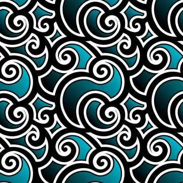 Abstract swirly pattern with ocean waves Stock Illustration