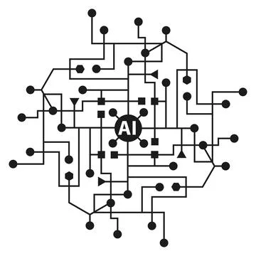 Abstract symbol of artificial intelligence, illustration Illustrazione stock