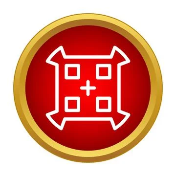 Abstract symbol with squares and plus sign on red circle Stock Illustration