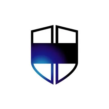 Abstract symbol of tech security company shield logo design vector illustrati Stock Illustration