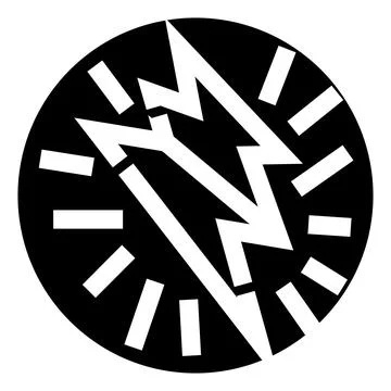 Abstract symbol with zig zagging arrows inside circle Stock Illustration