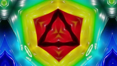 Abstract symmetric 3D structures with looped animation, smooth rainbow color Stock Footage 140264388