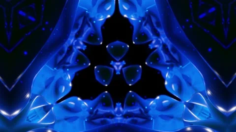 Abstract symmetric 3D structures with looped animation, smooth blue color Stock Footage 140264472