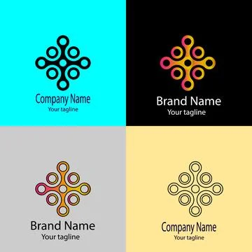Abstract Symmetric Connection Logo Stock Illustration