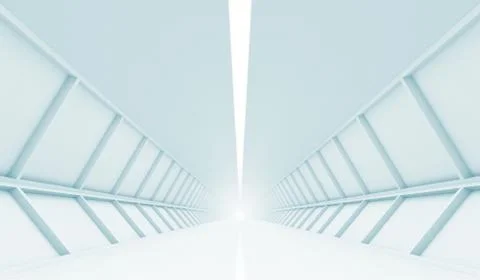 Abstract symmetric empty corridor, 3d render Stock Illustration