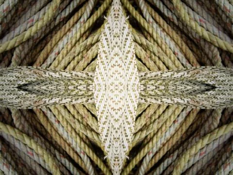 Abstract symmetric pattern of fishnet and fishing lines Foto stock