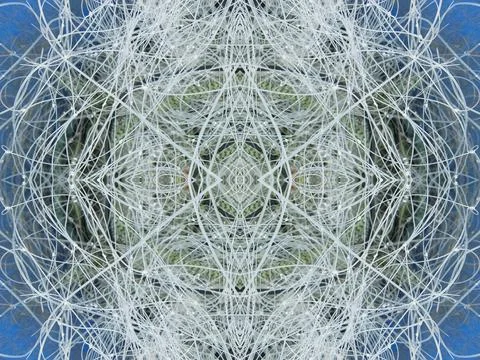 Abstract symmetric pattern of fishnet and fishing lines Foto stock