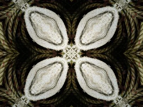 Abstract symmetric pattern of fishnet and fishing lines Foto stock