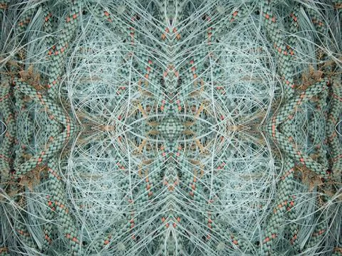 Abstract symmetric pattern of fishnet and fishing lines Foto stock