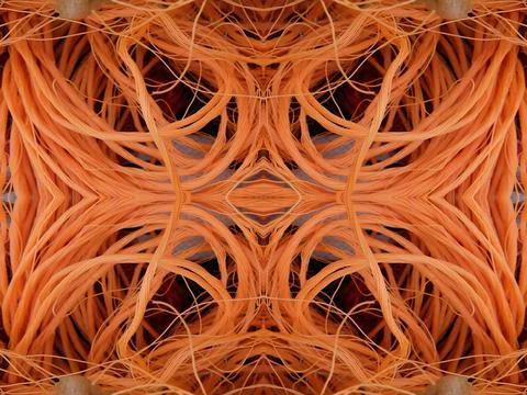 Abstract symmetric pattern of fishnet and fishing lines Foto stock