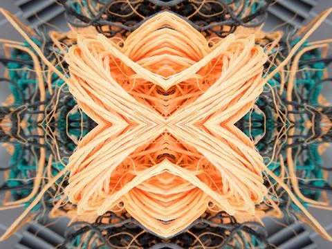 Abstract symmetric pattern of fishnet and fishing lines Foto stock