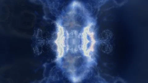 Abstract Symmetrical Blue Energy Pattern in Dark Space for Technology and Stock Illustration