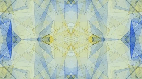 Abstract symmetrical BLUE YELLOW polygon star shape net shiny cloud animation Stock Footage 90652785