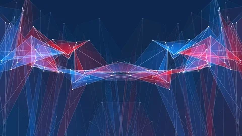 Abstract symmetrical BLUERED shape net shiny cloud animation background new Stock Footage 90692185
