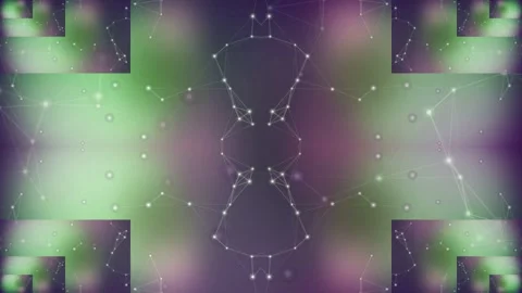 Abstract Symmetrical Cyber Network with Glowing Plexus Nodes Video stock 334863321